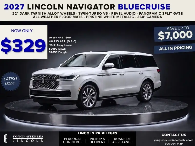2027 Lincoln Navigator PREMIERE BLUECRUISE - 22 DARK TARNISH ALLOY WHEELS, λευκό, 10 km, εισαγωγή Καναδάς — φωτο 1