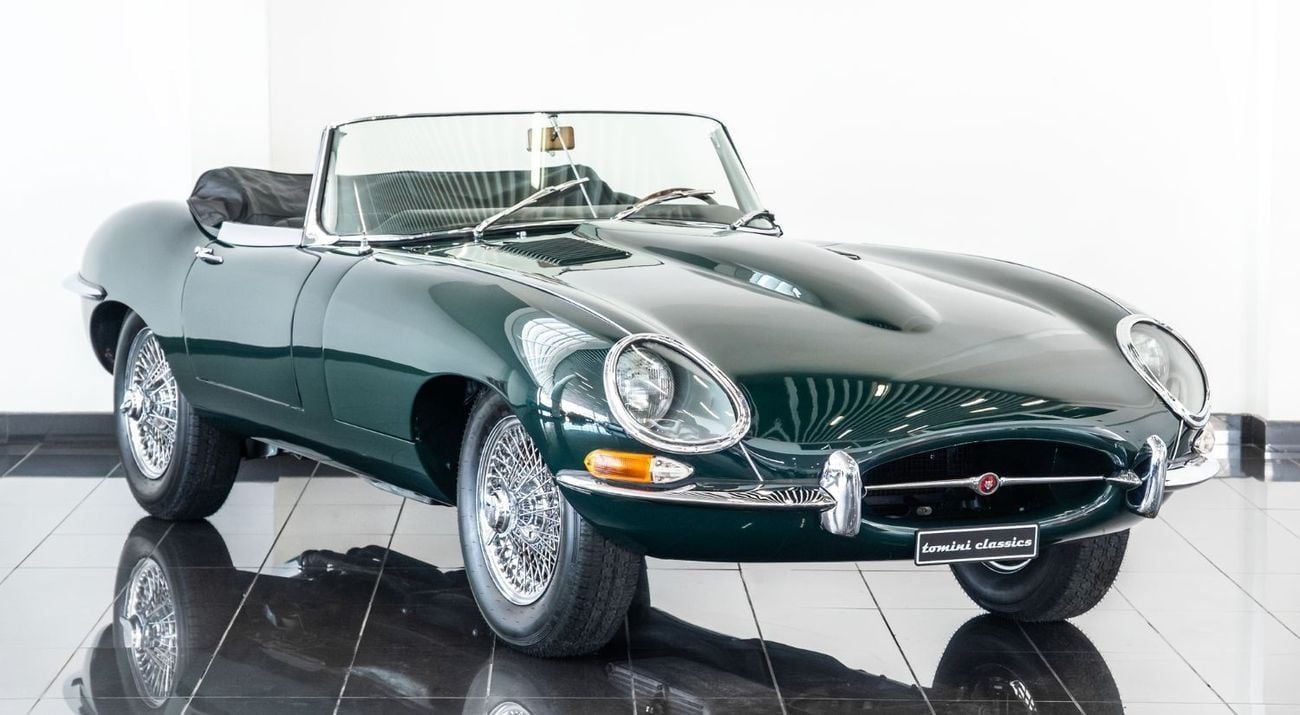 1967 Jaguar E-TYPE, πράσινο, 89.500 km, εισαγωγή ΗΑΕ — φωτο 1