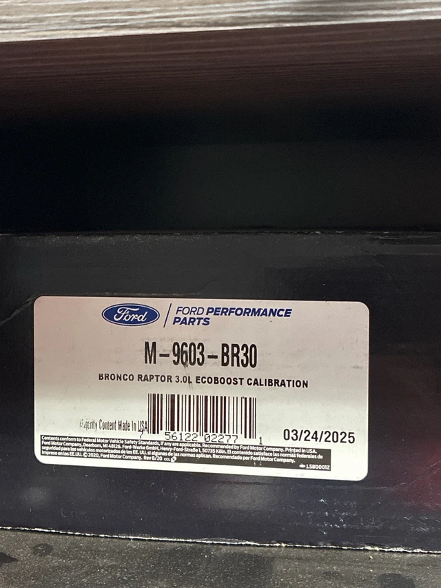 Ford Performance Bronco Raptor 3.0L EcoBoost Calibration M9603BR30, εισαγωγή Καναδάς — φωτο 1