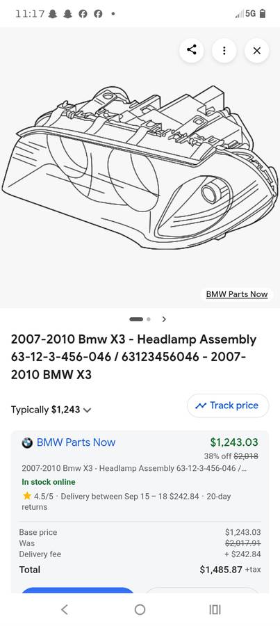 07' - 11' BMW X3 OE levý světlomet komplet, εισαγωγή ΗΠΑ — φωτο 1