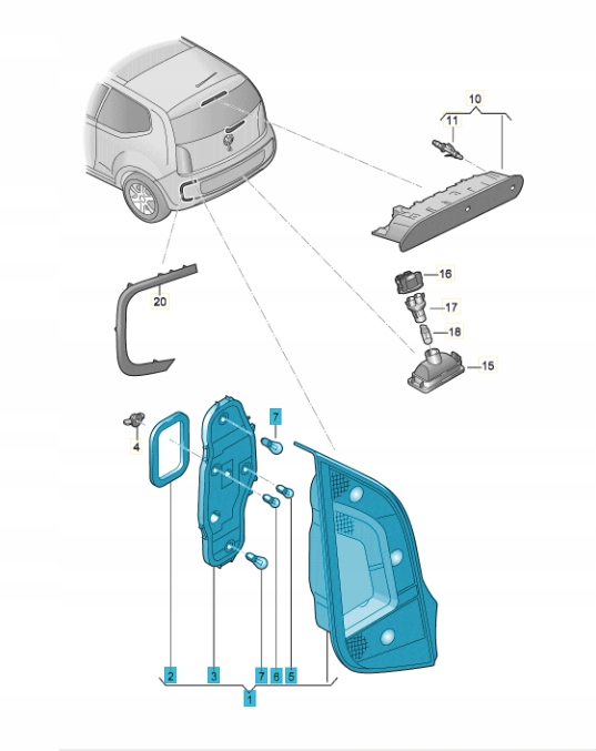 Volkswagen UP světlomet zadní levá 1S0945095G originál, Σε απόθεμα στην ΕΕ — φωτο 1