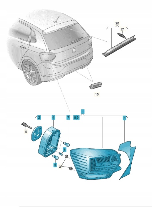 2G0945095B světlomet zadní se světlem mlhovka levá ASO VW, Σε απόθεμα στην ΕΕ — φωτο 1
