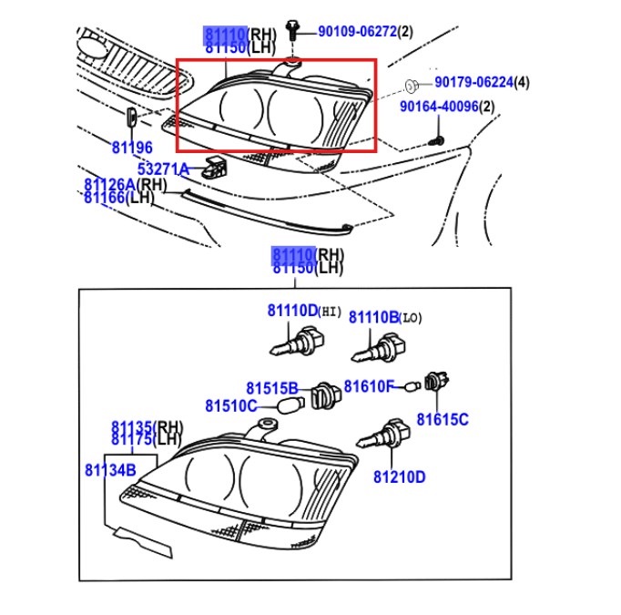 Světlomet 8111048080 — Toyota, Σε απόθεμα στην ΕΕ — φωτο 1