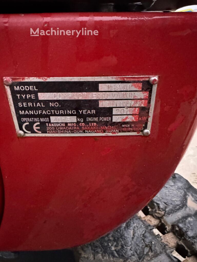 2017 Takeuchi TB240, 2.241 mth, εισαγωγή Σε απόθεμα στην ΕΕ — φωτο 2 z 10